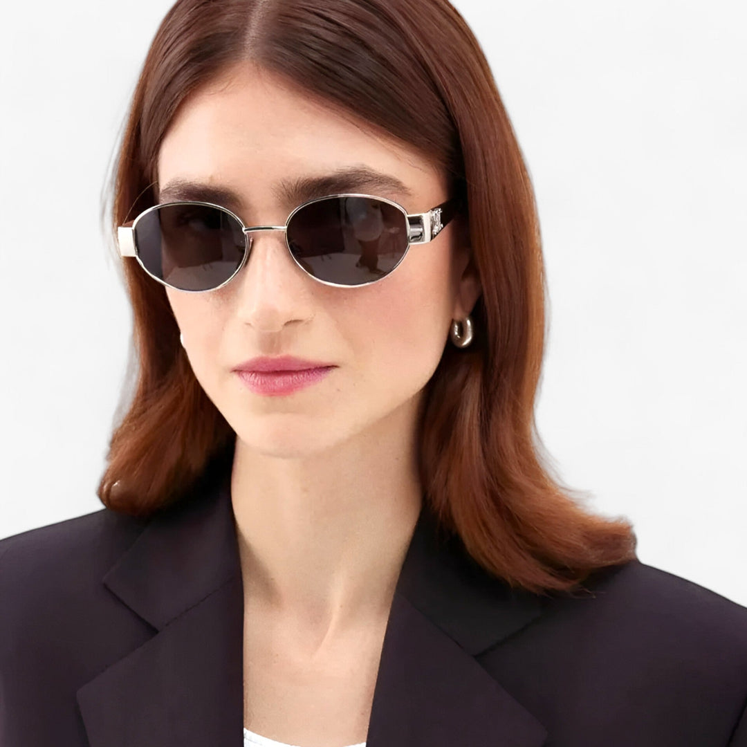 Okulary przeciwsłoneczne damskie z filtrem UV i stylową oprawką z acetatu - Narella-Złoty-Trend Polska