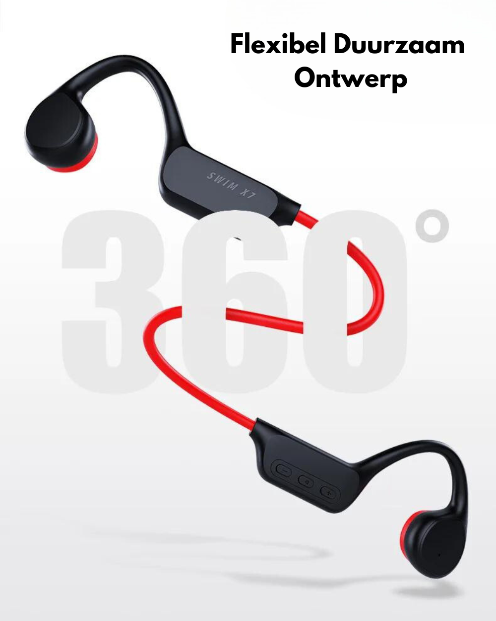 Open-Ear Słuchawki do Bezpiecznej Jazdy na Rowerze i Biegania - SafeSound-Czarny-czerwony-Trend Polska