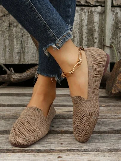 Orthopedyczne Antypoślizgowe Płaskie Buty - Isabella-Khaki-35-Trend Polska