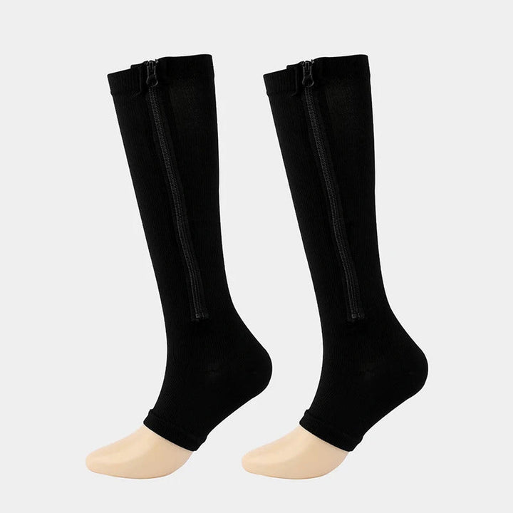 Ortopedyczne skarpety kompresyjne z zamkiem - ComfortZip-1x para-S-M (34-37)-Czarny-Trend Polska