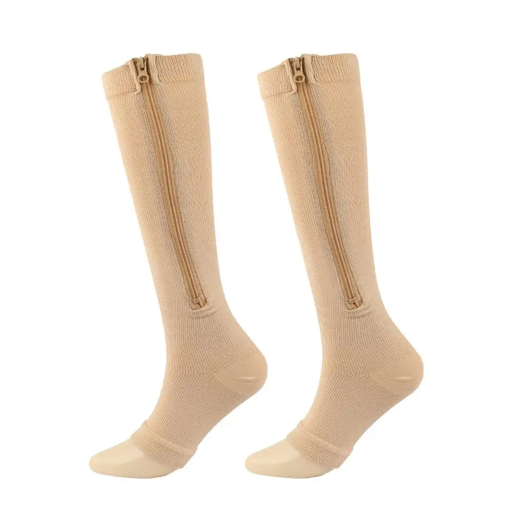 Ortopedyczne skarpety kompresyjne z zamkiem - ComfortZip-1x para-S-M (34-37)-Kolor skóry-Trend Polska
