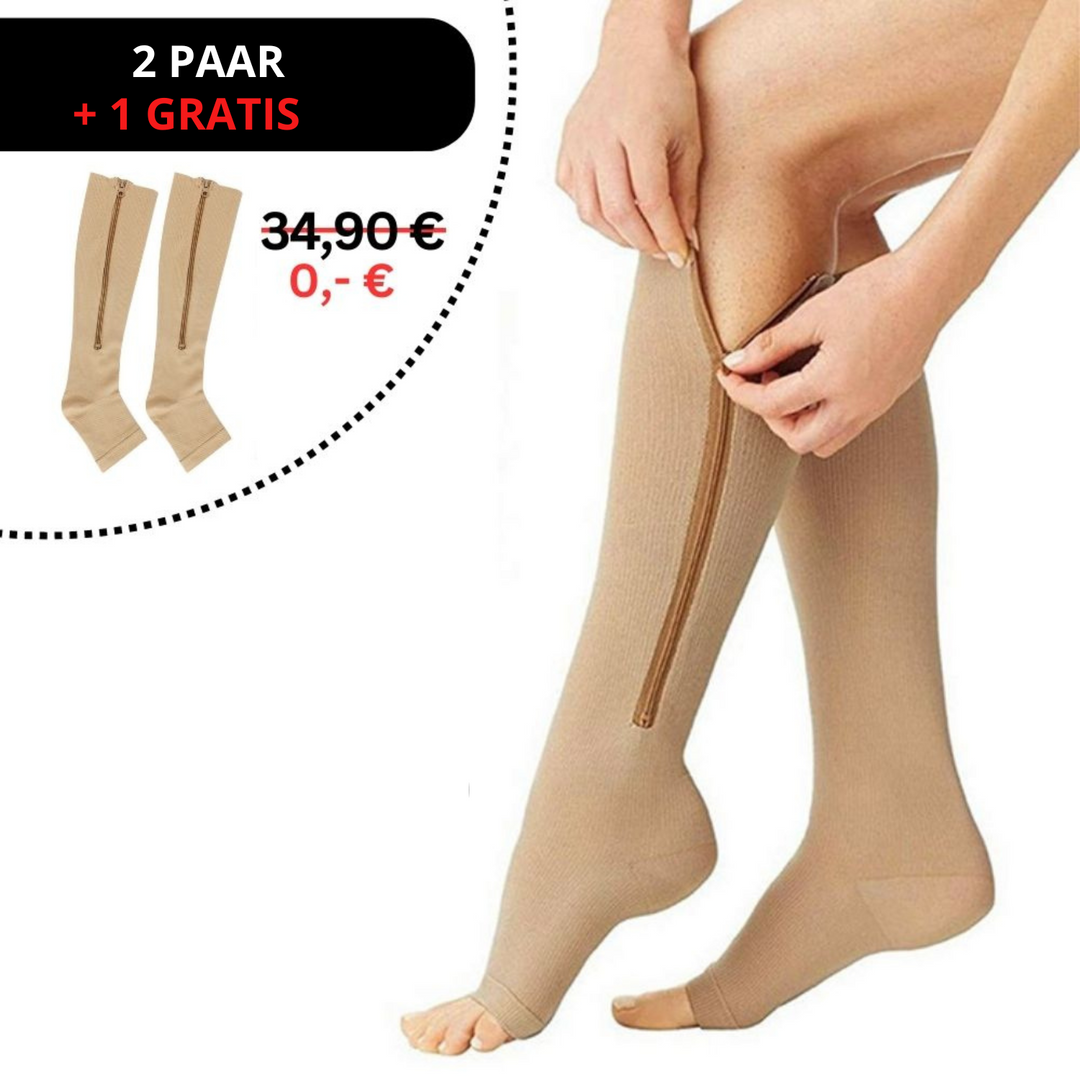 Ortopedyczne skarpety kompresyjne z zamkiem - ComfortZip-1x para-S-M (34-37)-Czarny-Trend Polska