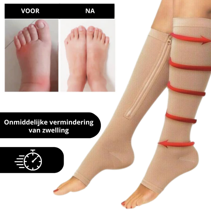 Ortopedyczne skarpety kompresyjne z zamkiem - ComfortZip-1x para-S-M (34-37)-Czarny-Trend Polska
