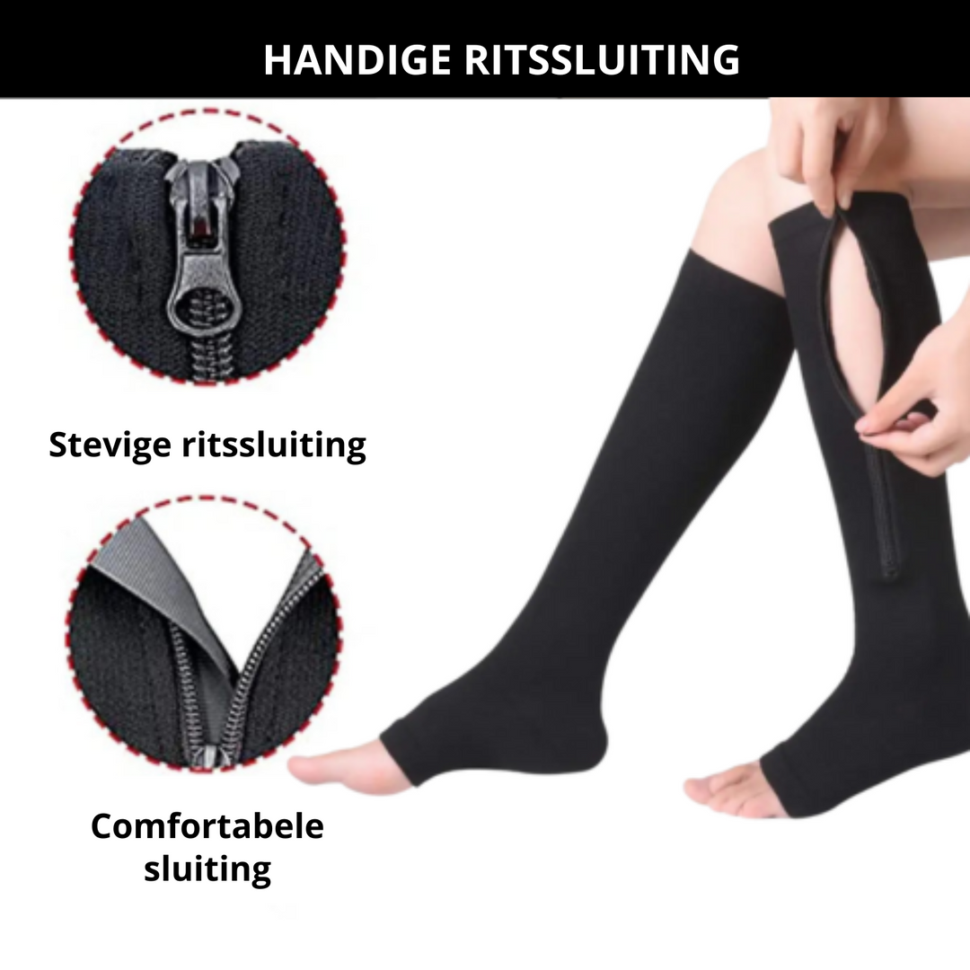Ortopedyczne skarpety kompresyjne z zamkiem - ComfortZip-1x para-S-M (34-37)-Czarny-Trend Polska