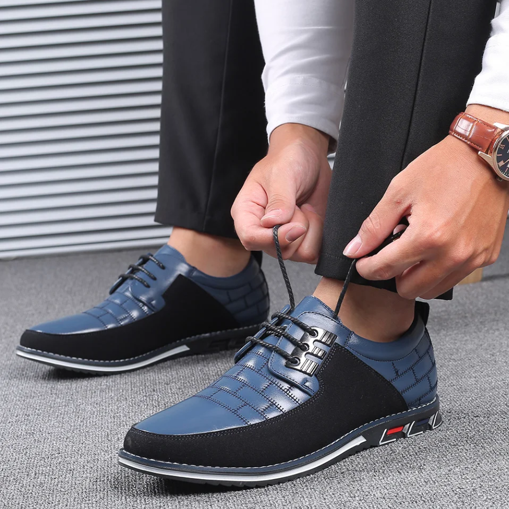 Ortopedyczne skórzane buty męskie - GentleStep-Niebieski-39-Trend Polska