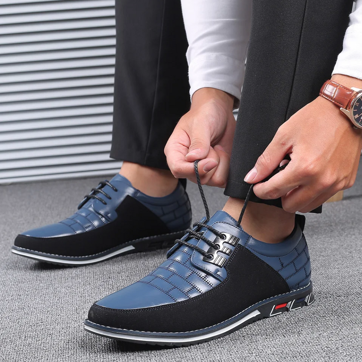 Ortopedyczne skórzane buty męskie - GentleStep-Niebieski-39-Trend Polska