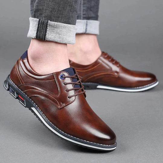 Ortopedyczne Skórzane Męskie Buty – Finn-Brązowy-39-Trend Polska