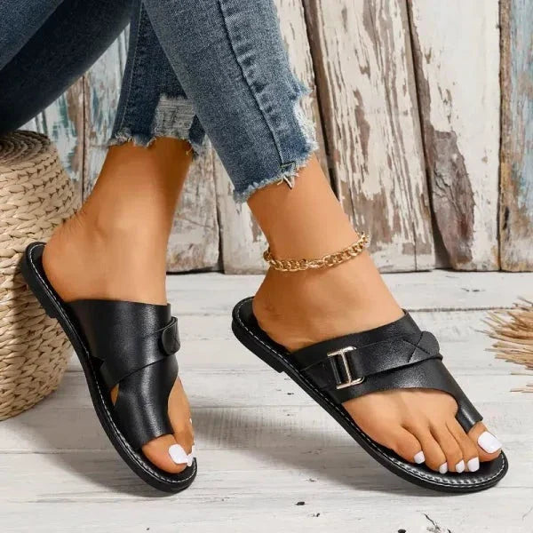 Ortopedyczne skórzane sandały damskie z korekcją Hallux Valgus – Livia (1+1 GRATIS)-Brązowy-EU35-Trend Polska