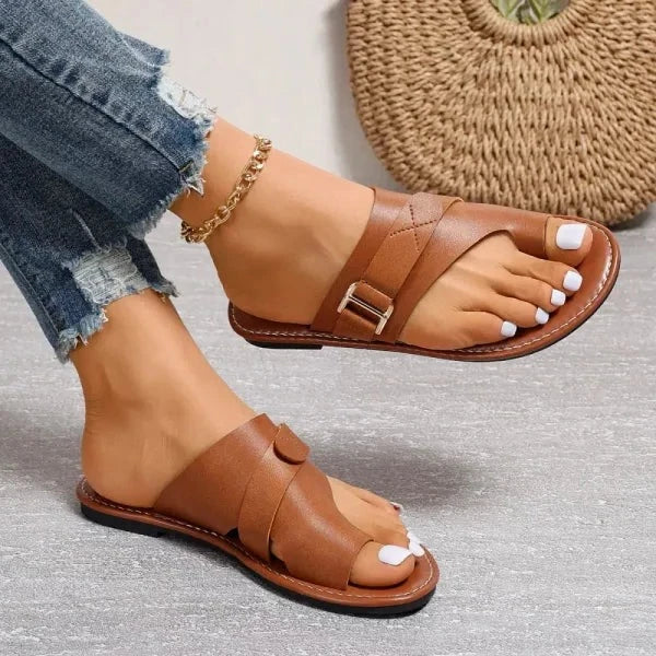 Ortopedyczne skórzane sandały damskie z korekcją Hallux Valgus – Livia (1+1 GRATIS)-Brązowy-EU35-Trend Polska