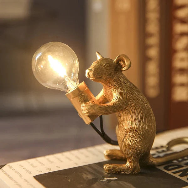 Oryginalna lampa mysia - SqueakLight-Siedząca mysz / Złoto-Trend Polska