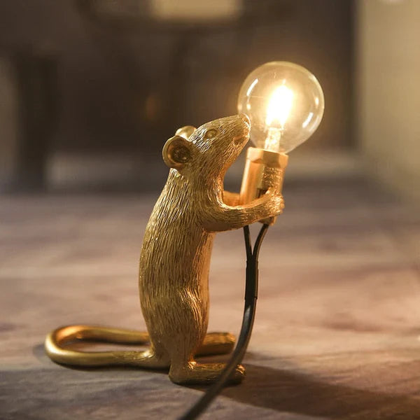 Oryginalna lampa mysia - SqueakLight-Staande muis / Goud-Trend Polska