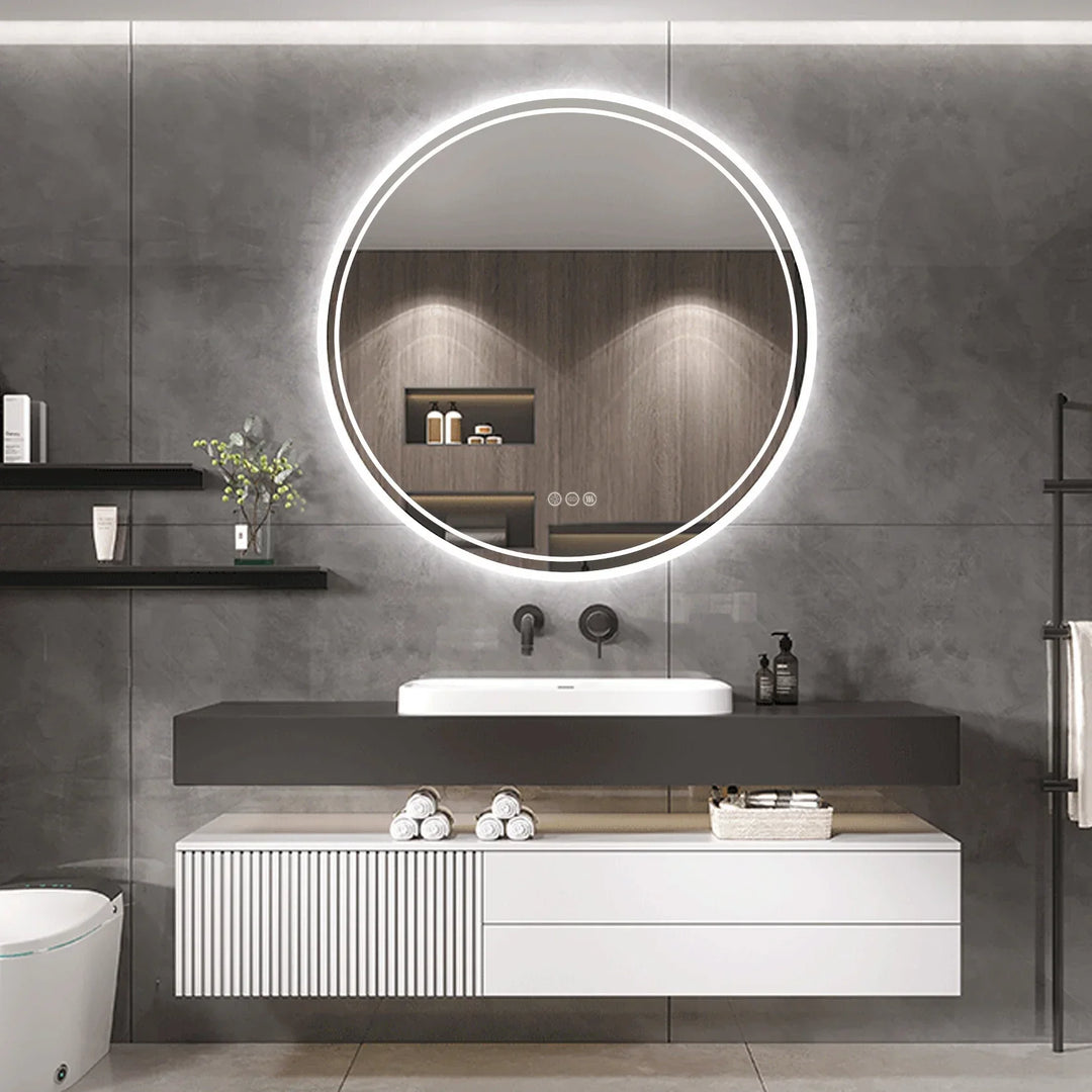 Oświetlone okrągłe lustro łazienkowe - LumiMirror-80cm-Trend Polska