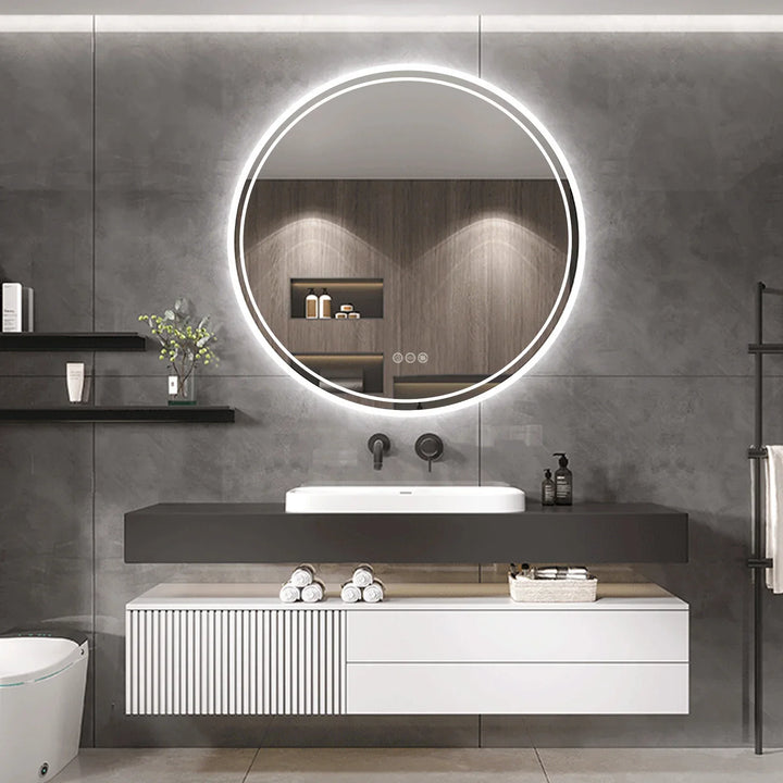 Oświetlone okrągłe lustro łazienkowe - LumiMirror-80cm-Trend Polska