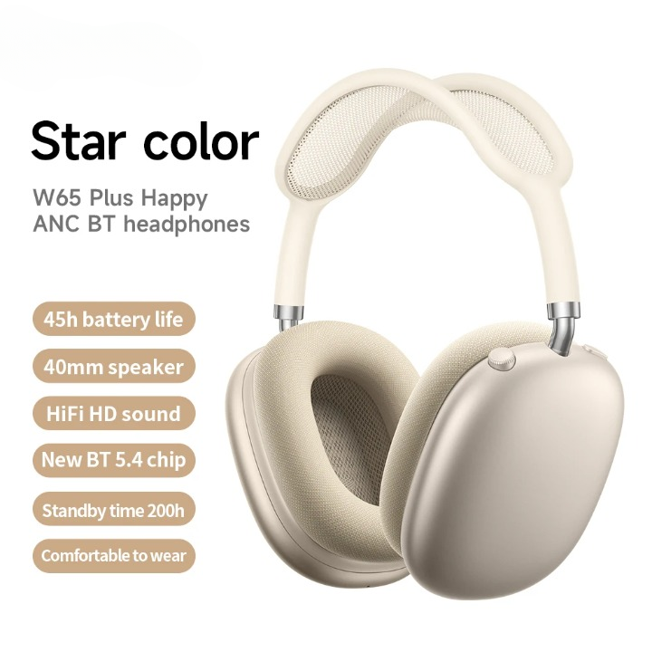 Over-Ear Wireless Headphones with ANC & Long Battery Life – W65 Plus-Gold-State of Style