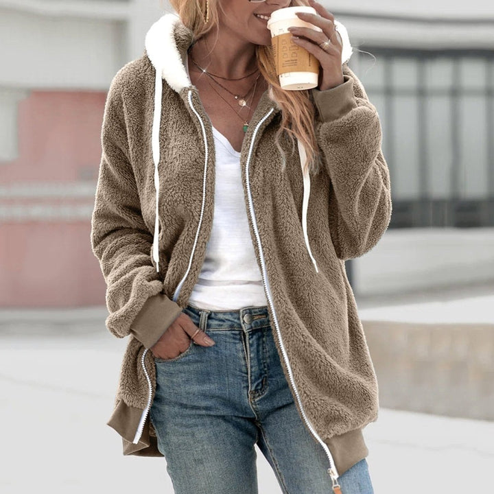 Oversized Ciepła Kamizelka Teddy z Zipperem - Emilia-Beżowy-S-Trend Polska