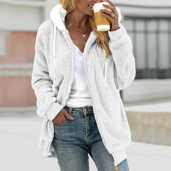Oversized Ciepła Kamizelka Teddy z Zipperem - Emilia-Biały-S-Trend Polska