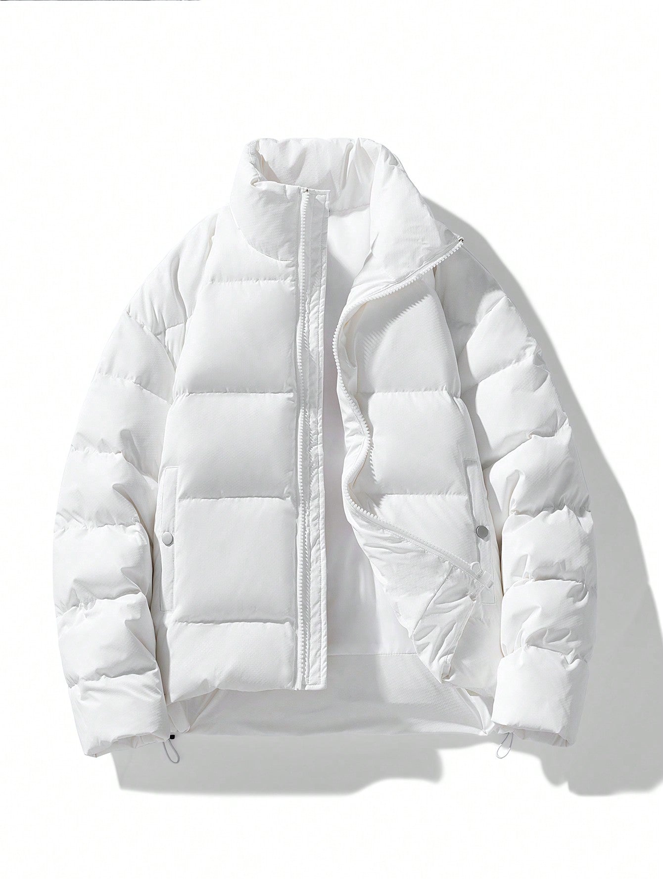 Oversized Fluorescencyjny Męski Płaszcz Zimowy - Vigoro-Biały-S-Trend Polska