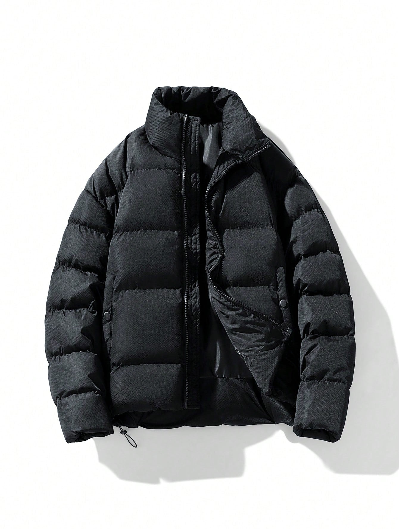 Oversized Fluorescencyjny Męski Płaszcz Zimowy - Vigoro-Czarny-S-Trend Polska