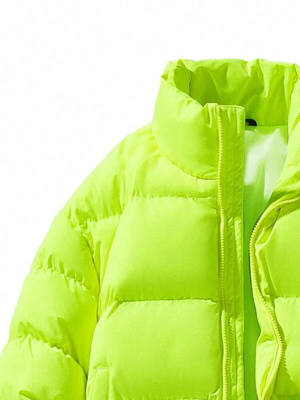 Oversized Fluorescencyjny Męski Płaszcz Zimowy - Vigoro-Czarny-S-Trend Polska
