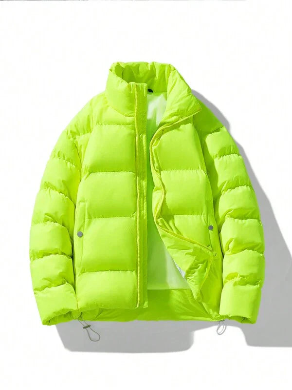 Oversized Fluorescencyjny Męski Płaszcz Zimowy - Vigoro-Zielony-S-Trend Polska