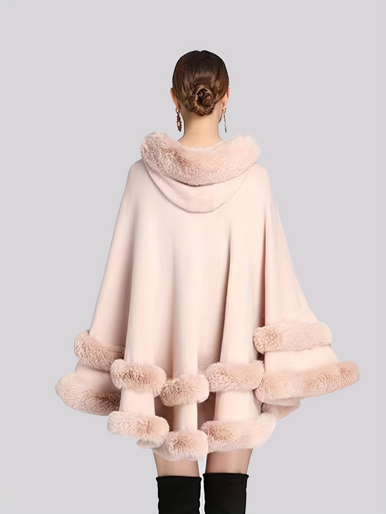 Oversized Furry Cape Jas dla Kobiet - Fiona-Bordeaux czerwień-S-Trend Polska