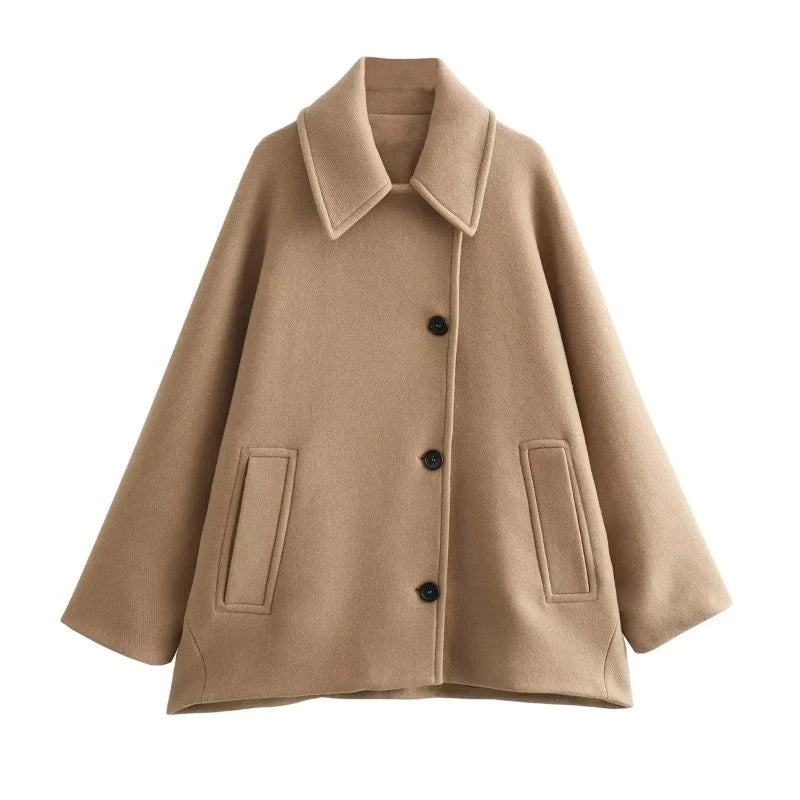 Oversized Kobieca Kurtka Zimowa - Mila-Beżowy-XS-Trend Polska
