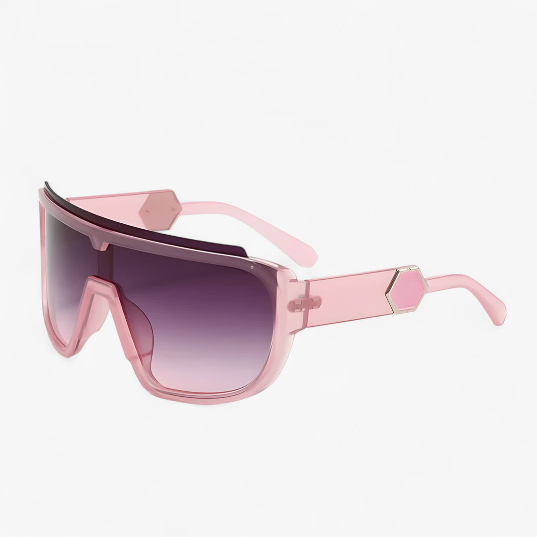 Oversized Monoblock Wraparound okulary przeciwsłoneczne – Auron-Błyszczący róż-Trend Polska