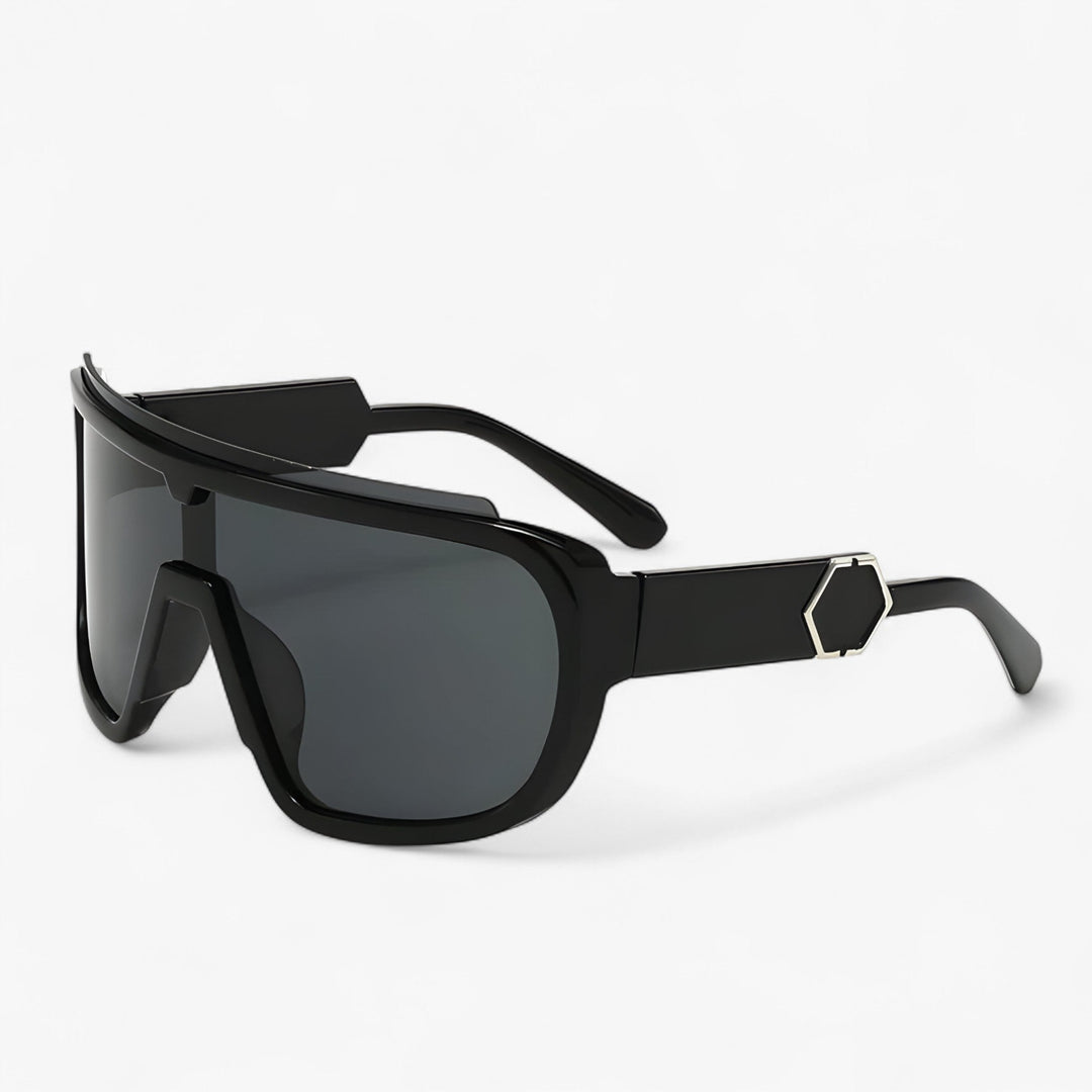 Oversized Monoblock Wraparound okulary przeciwsłoneczne – Auron-Czarny Szary-Trend Polska