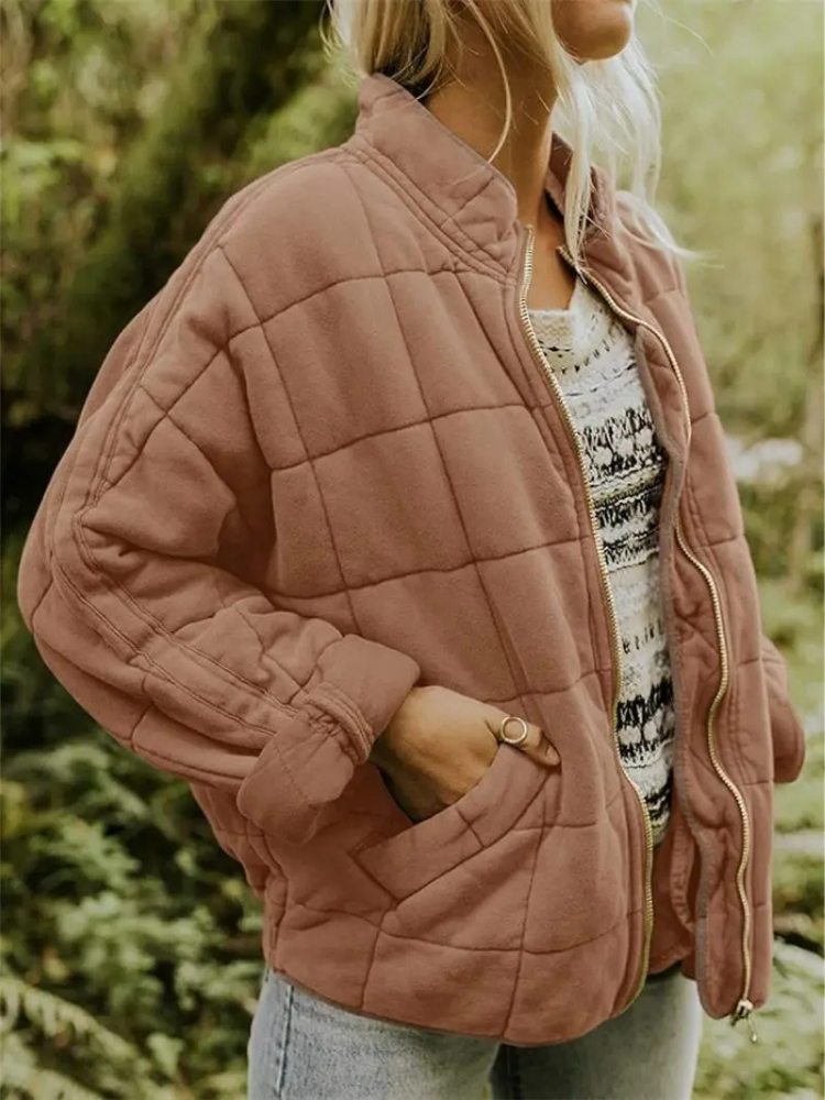 Oversized ocieplana kurtka przejściowa - Eliza-Brązowy-S-Trend Polska