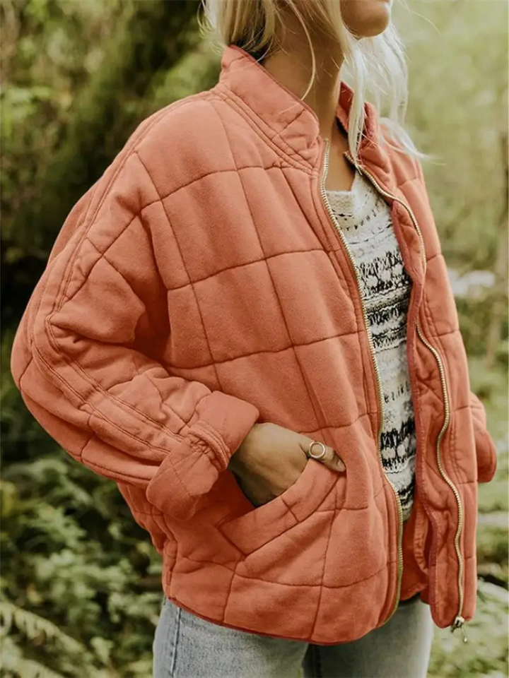 Oversized ocieplana kurtka przejściowa - Eliza-Ceglastoczerwony-S-Trend Polska