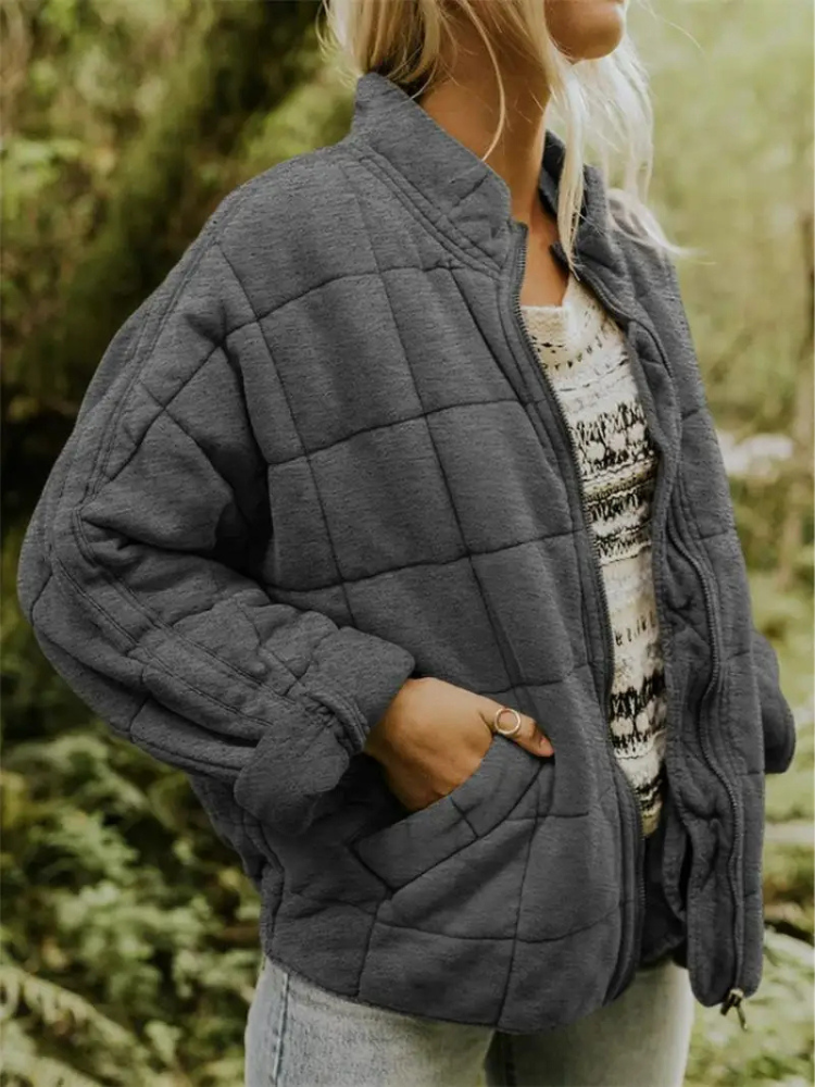 Oversized ocieplana kurtka przejściowa - Eliza-Ciemnoszary-S-Trend Polska