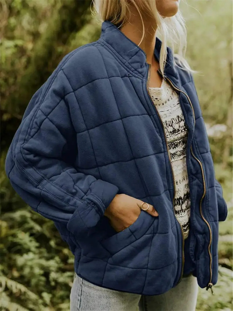 Oversized ocieplana kurtka przejściowa - Eliza-Niebieskoszary-S-Trend Polska