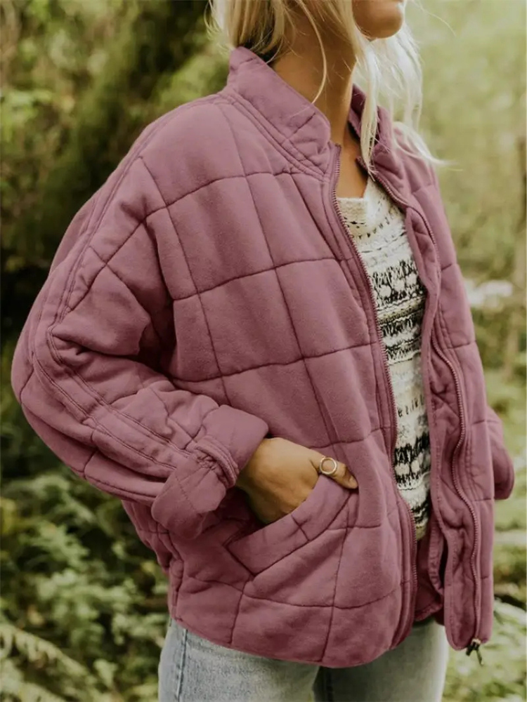 Oversized ocieplana kurtka przejściowa - Eliza-Różowy-S-Trend Polska