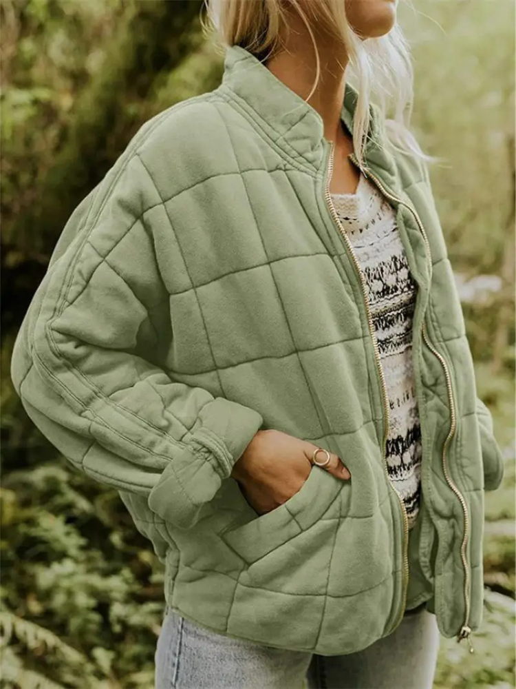 Oversized ocieplana kurtka przejściowa - Eliza-Zielony-S-Trend Polska