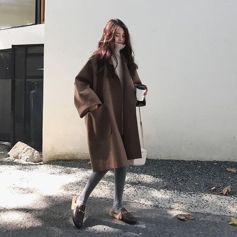 Oversized płaszcz trench Wolblend - Aura-Kawa-S-Trend Polska