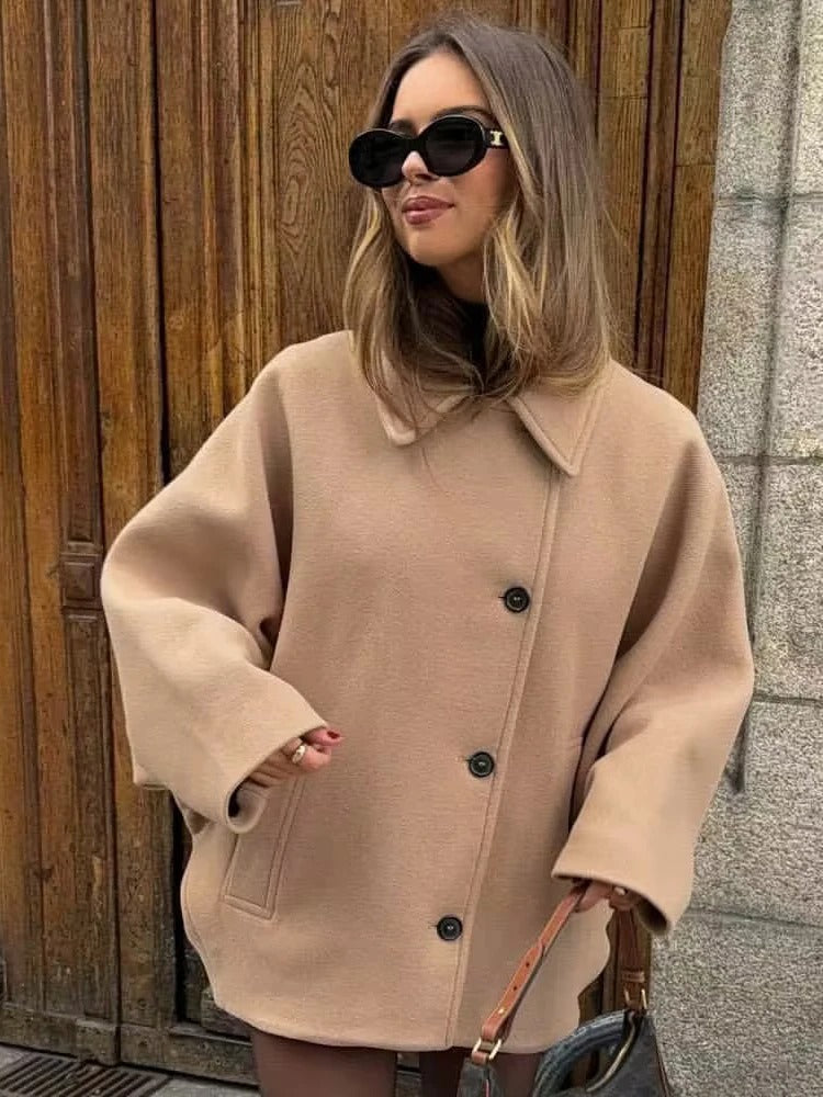 Oversized Stylowa Kurtka Damska - Amara-Khaki-XS-Trend Polska