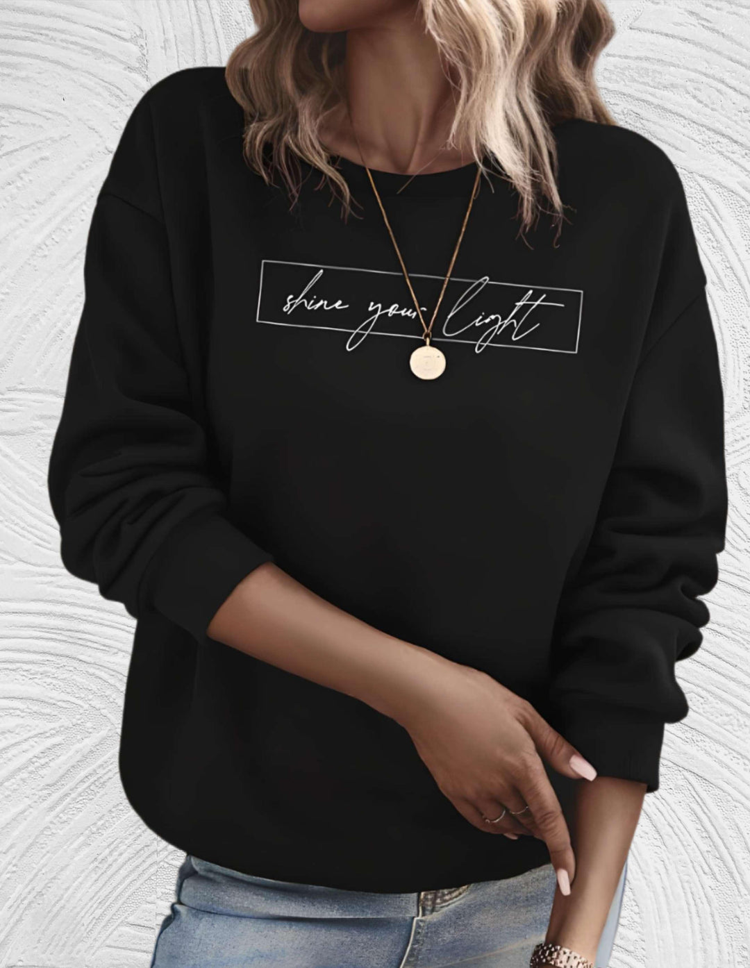 Oversized Sweter Damski z Okrągłym Dekoltem - Luna-S-Czarny-Trend Polska