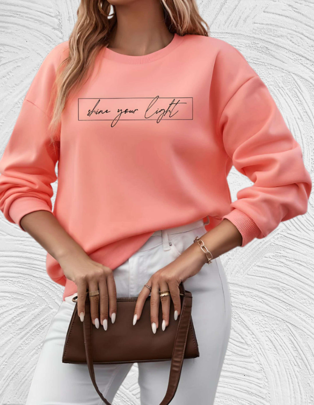 Oversized Sweter Damski z Okrągłym Dekoltem - Luna-S-Koraalróżowy-Trend Polska