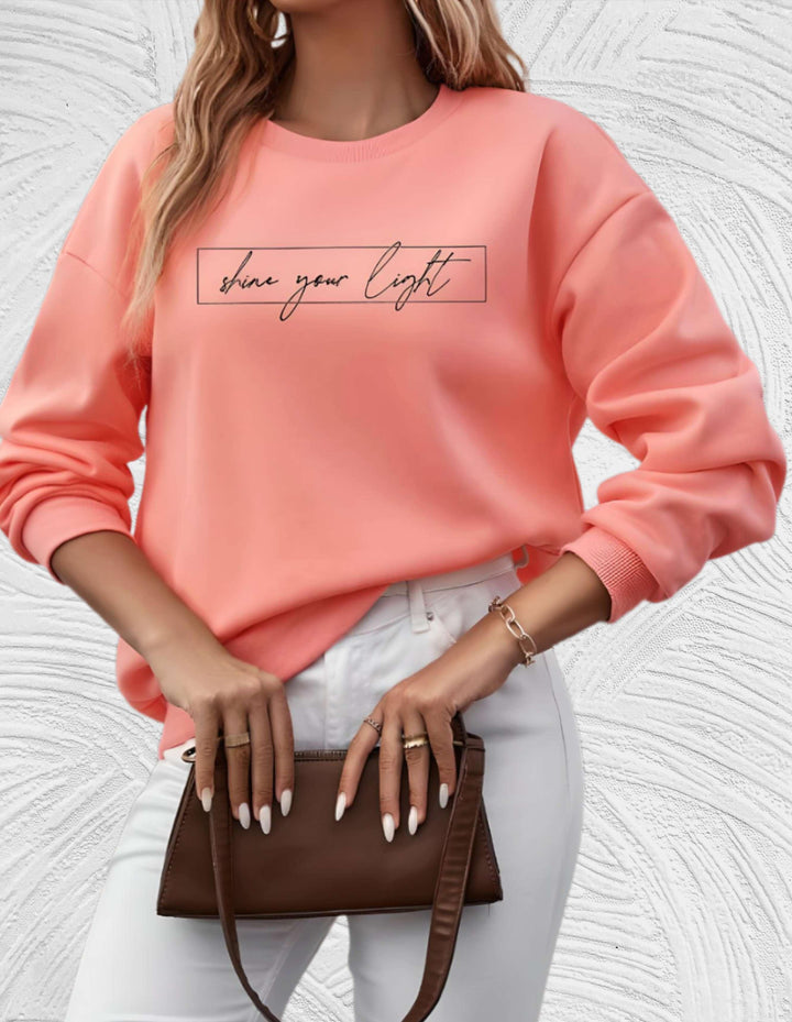 Oversized Sweter Damski z Okrągłym Dekoltem - Luna-S-Koraalróżowy-Trend Polska
