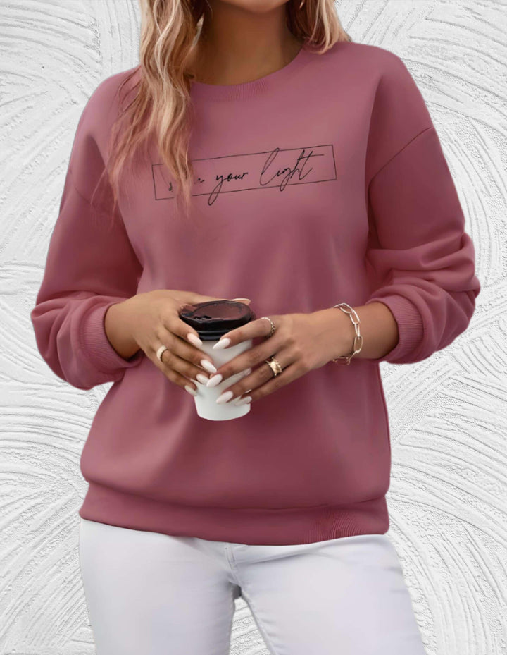 Oversized Sweter Damski z Okrągłym Dekoltem - Luna-S-Biały-Trend Polska
