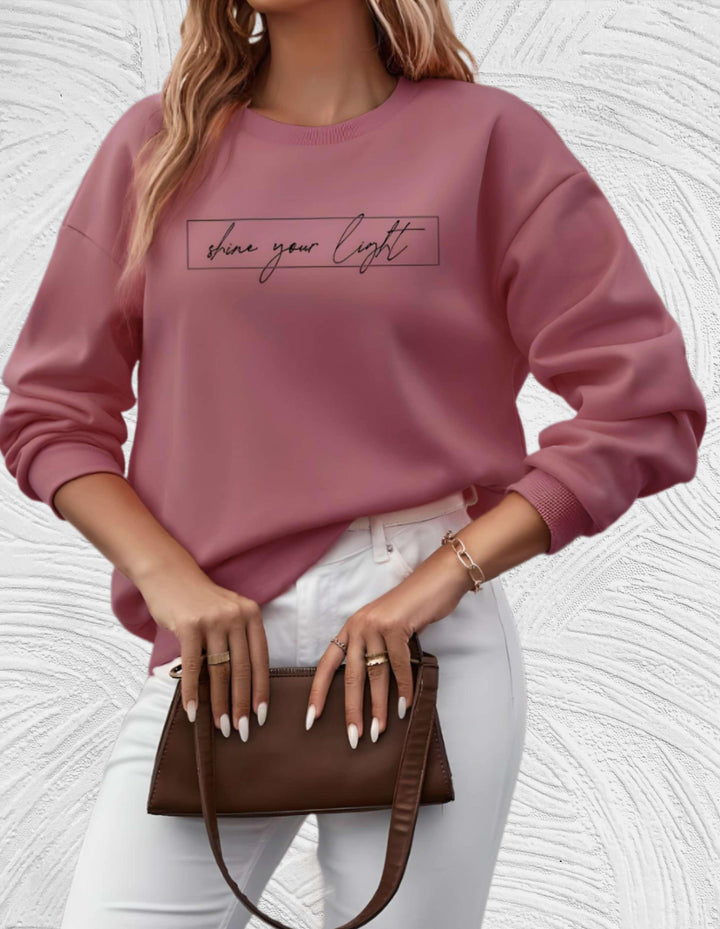 Oversized Sweter Damski z Okrągłym Dekoltem - Luna-S-Biały-Trend Polska