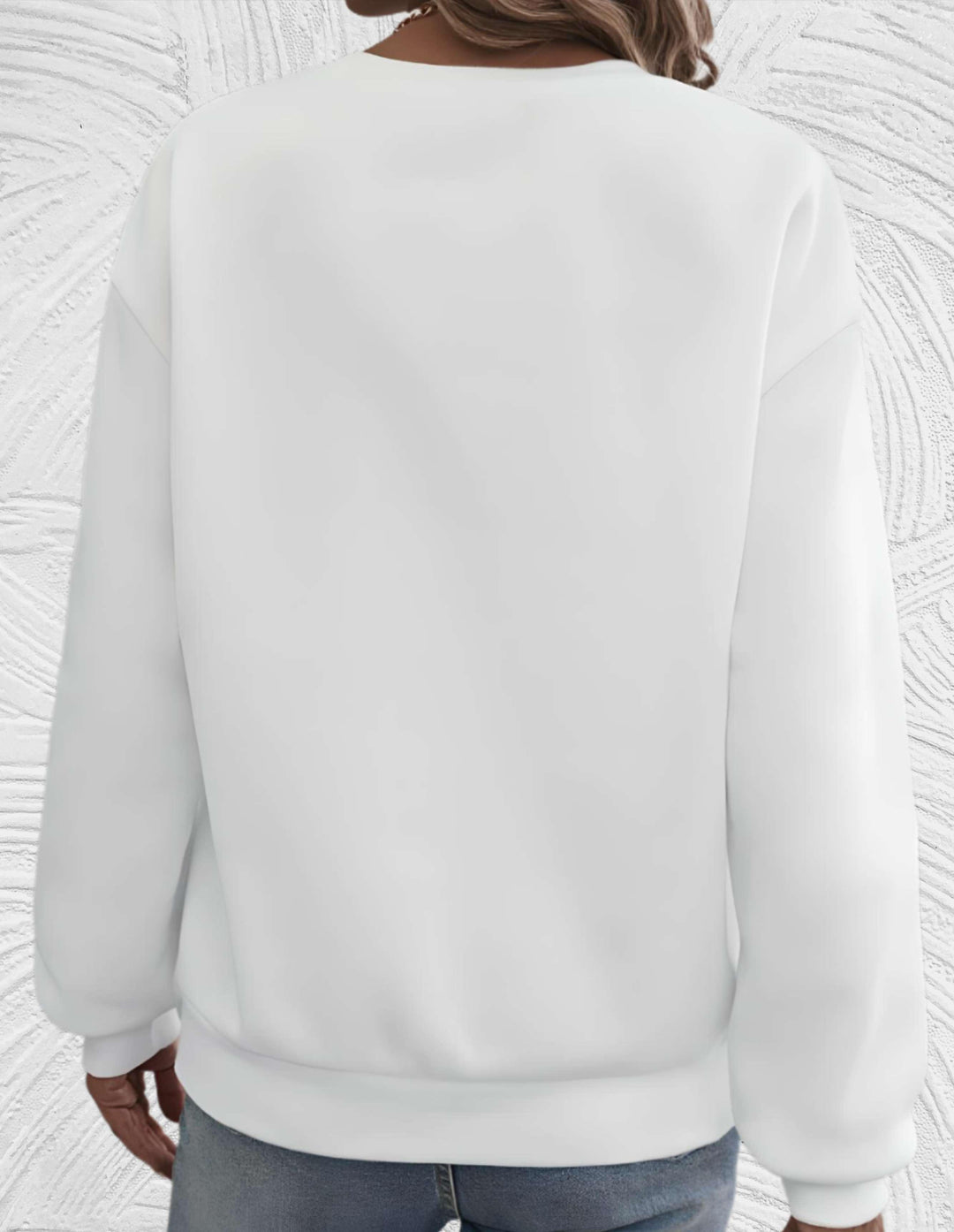 Oversized Sweter Damski z Okrągłym Dekoltem - Luna-S-Biały-Trend Polska