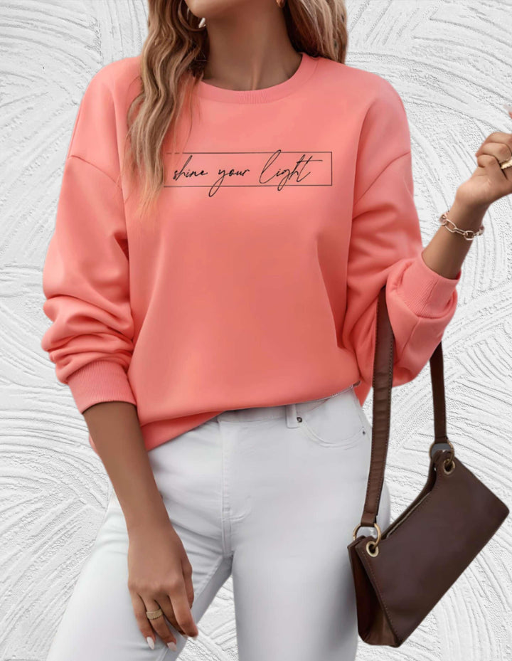 Oversized Sweter Damski z Okrągłym Dekoltem - Luna-S-Biały-Trend Polska