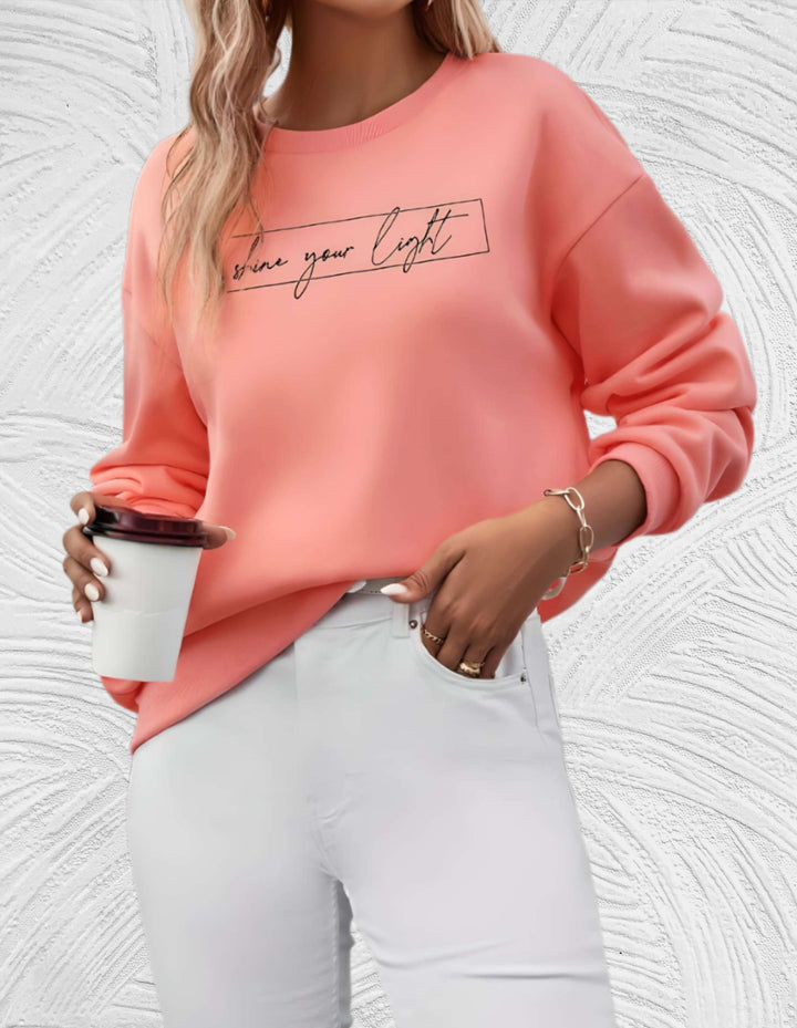 Oversized Sweter Damski z Okrągłym Dekoltem - Luna-S-Biały-Trend Polska
