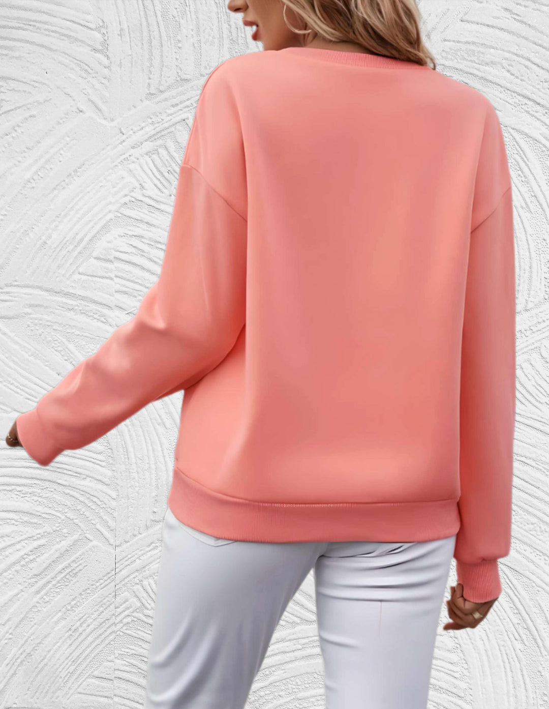 Oversized Sweter Damski z Okrągłym Dekoltem - Luna-S-Biały-Trend Polska