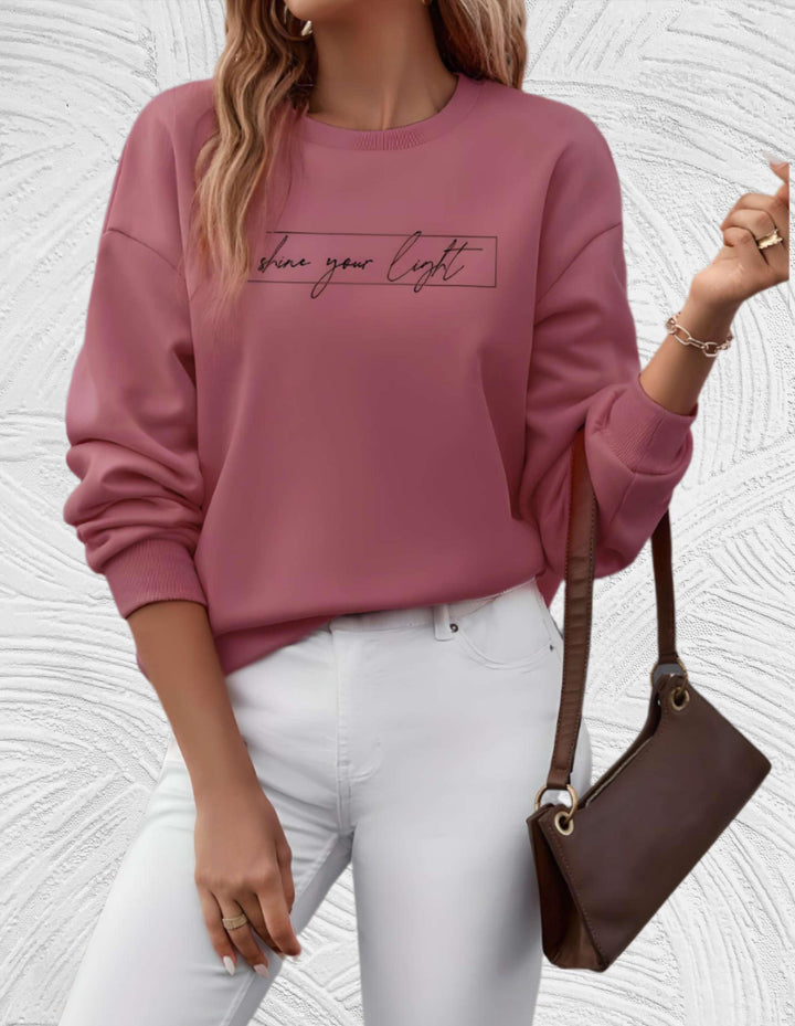 Oversized Sweter Damski z Okrągłym Dekoltem - Luna-S-Biały-Trend Polska