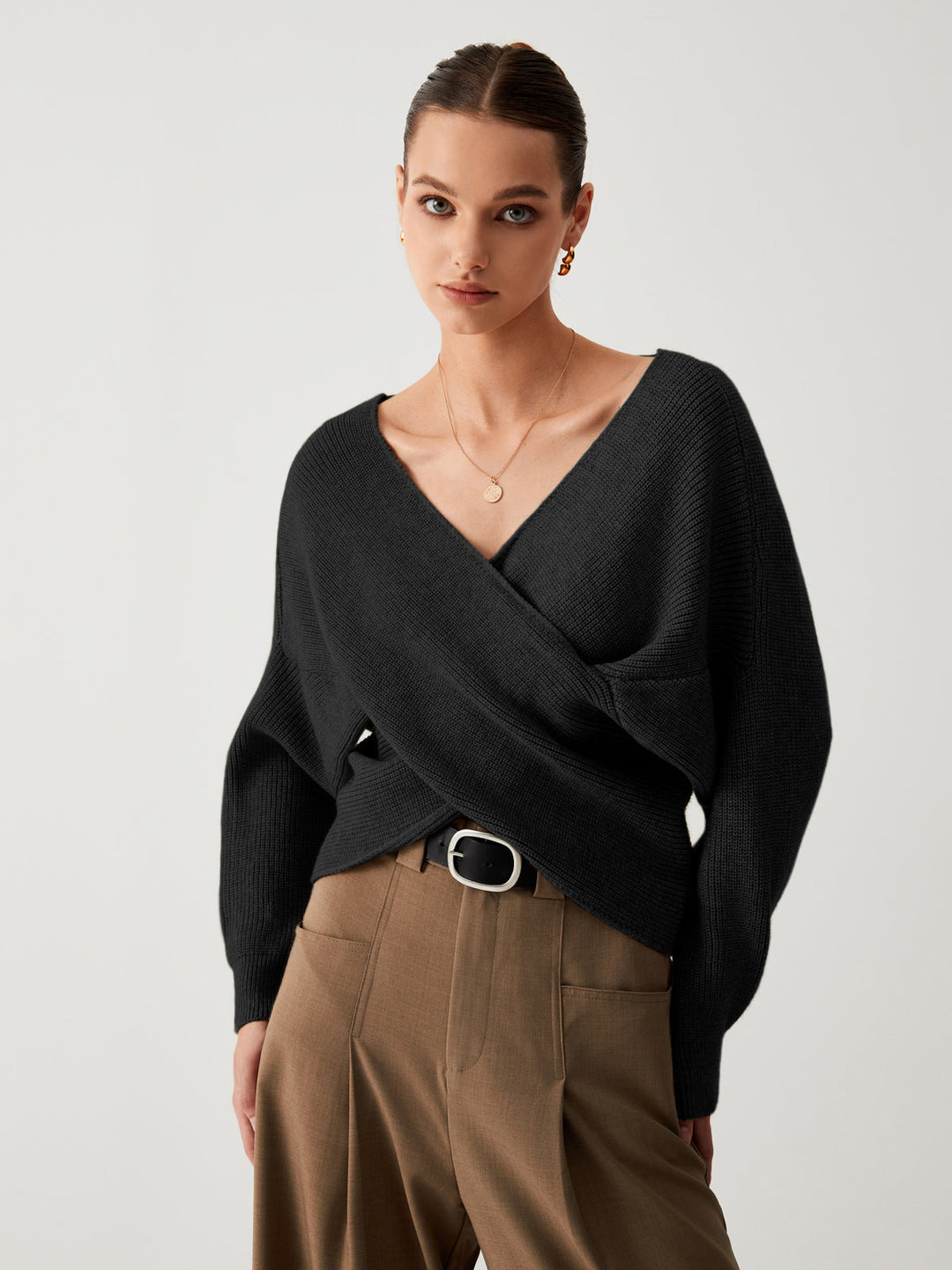 Oversized sweter dla kobiet - Sienna-Czarny-XS-Trend Polska