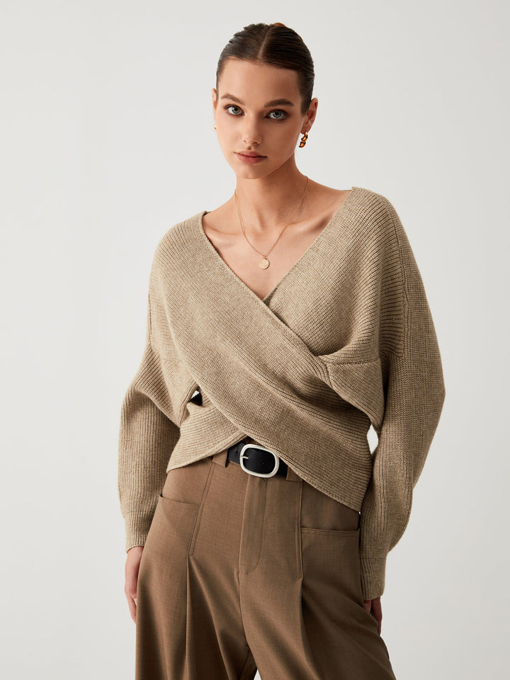 Oversized sweter dla kobiet - Sienna-Khaki-XS-Trend Polska