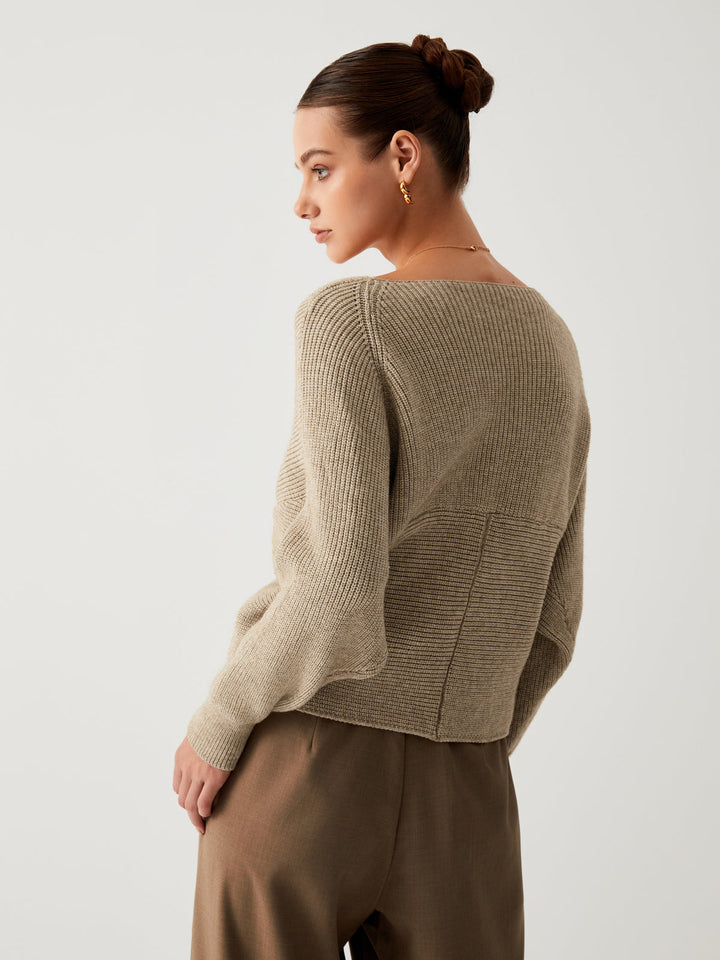 Oversized sweter dla kobiet - Sienna-Khaki-XS-Trend Polska