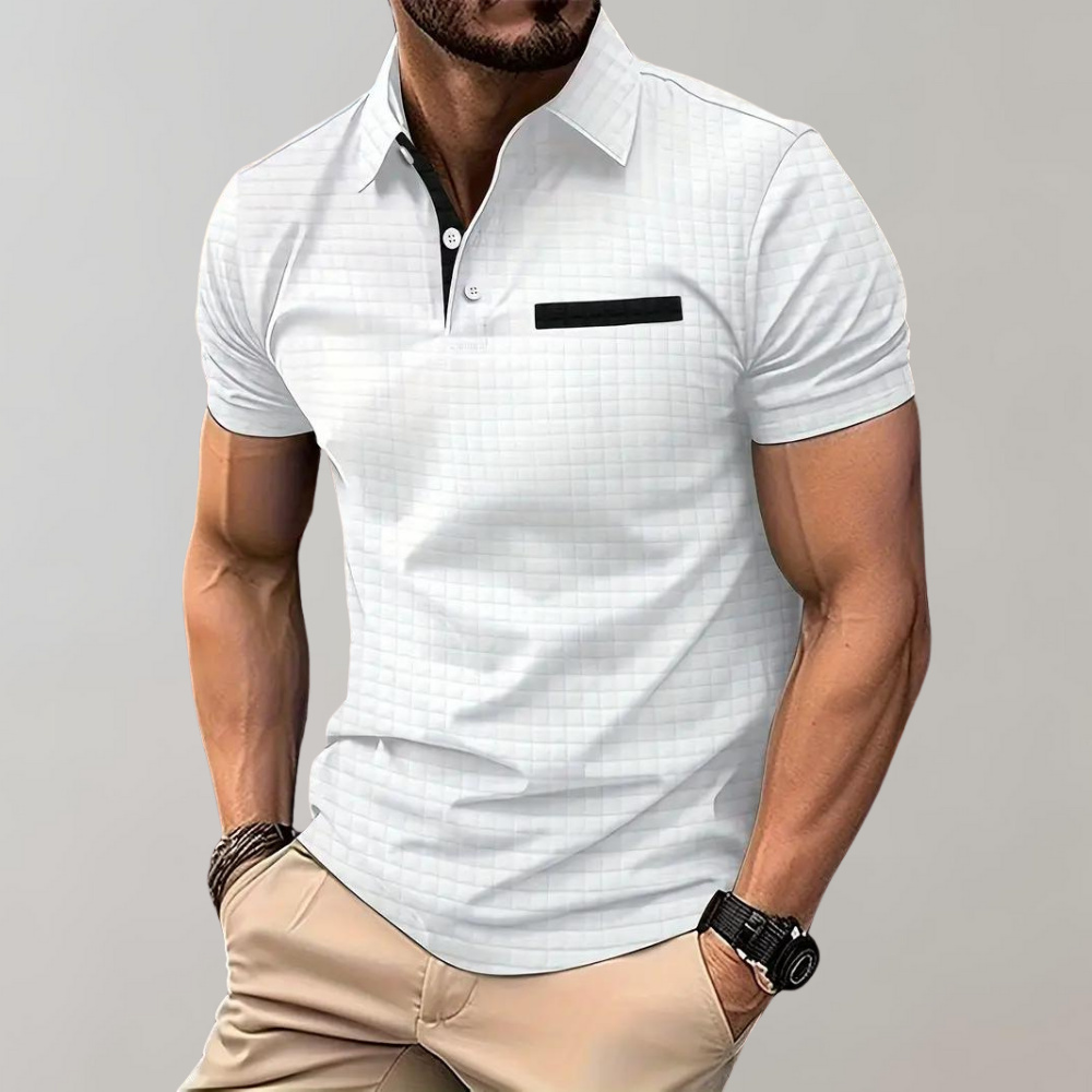 Paolo - Modna koszulka polo dla mężczyzn-Biały-S-Trend Polska